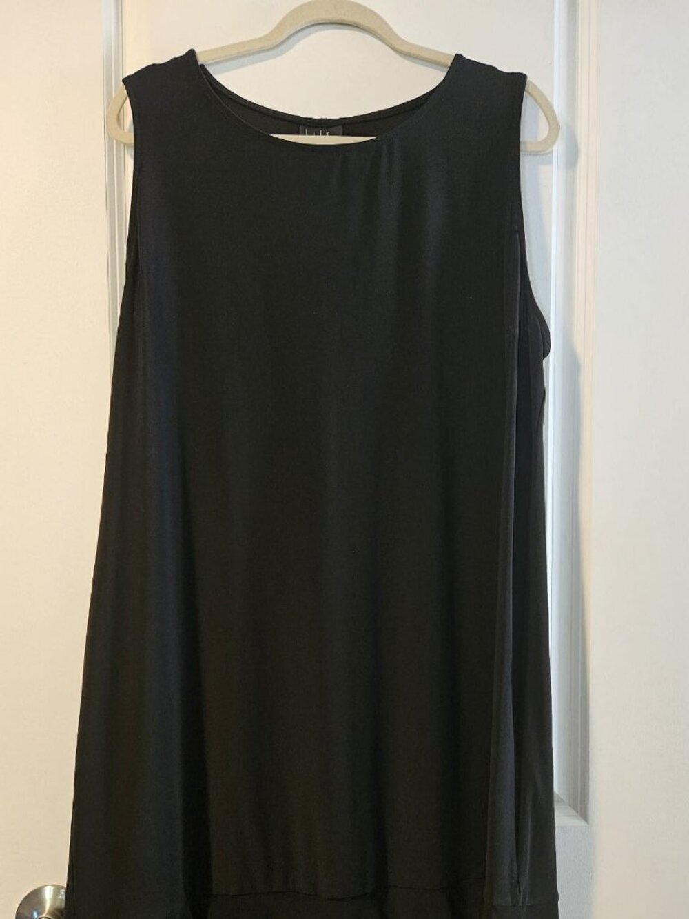 Nicole Miller New York 1X Black Swing Dress Ruffle Hem Sleeveless Plus Size